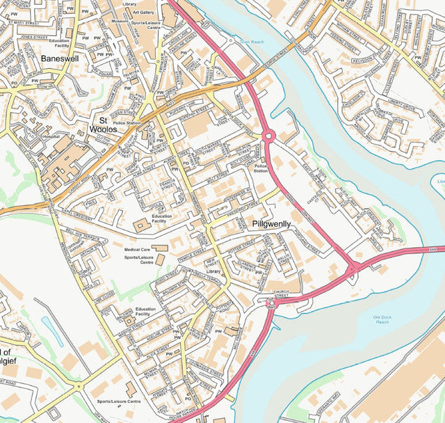 Central Newport City Street Map -Digital Download