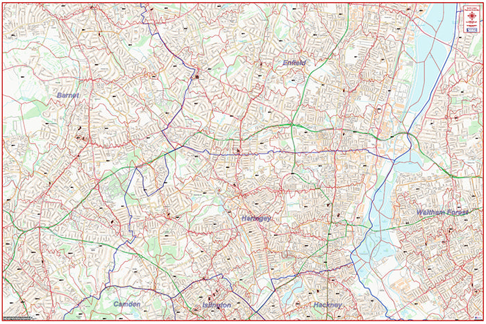 North London Postcode City Street Map - Digital Download