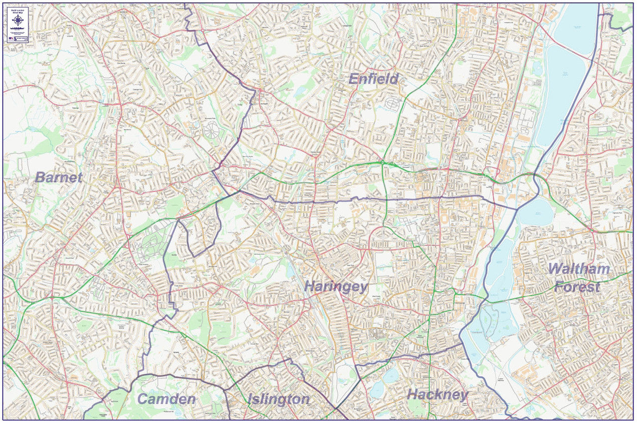 North London City Street Map - Digital Download – ukmaps.co.uk