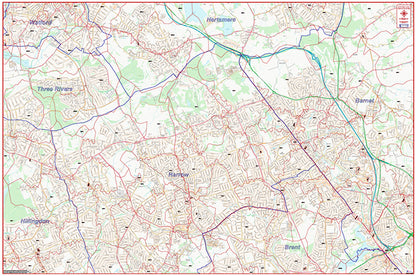 North West London Postcode City Street Map - Digital Download