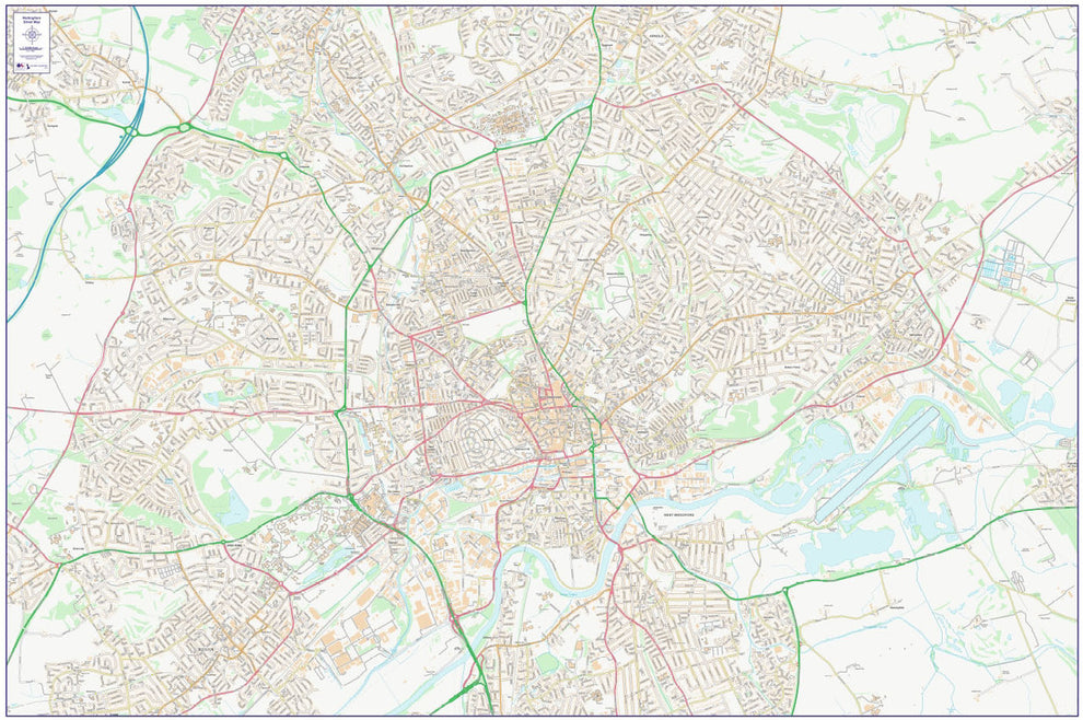 Central Nottingham City Street Map - Digital Download – ukmaps.co.uk