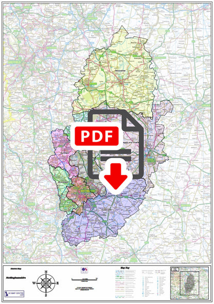 Nottinghamshire County Boundary Map - Digital Download