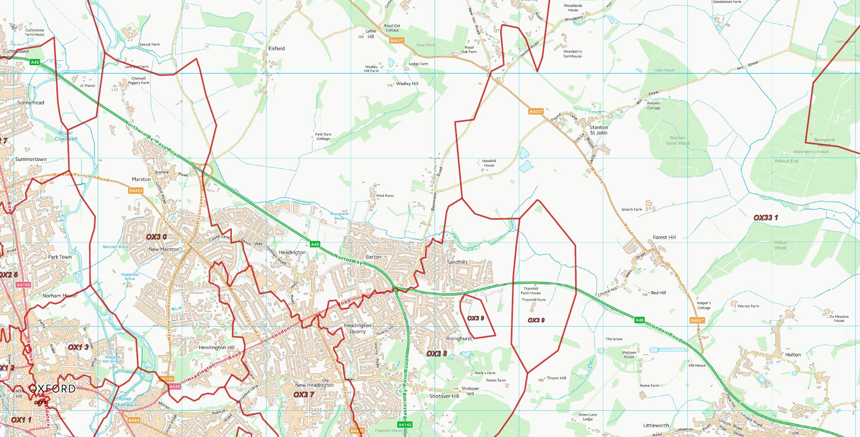 Postcode City Sector Map - Oxford - Digital Download – ukmaps.co.uk