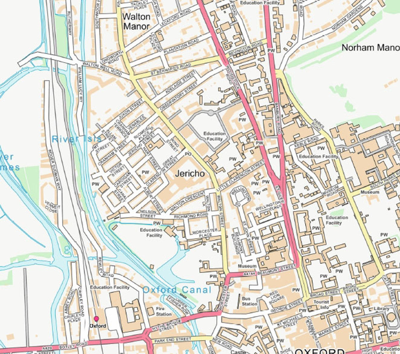 Central Oxford City Street Map - Digital Download