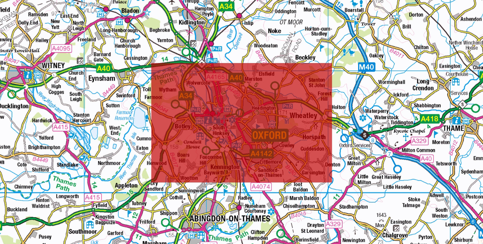 Central Oxford Postcode City Street Map - Digital Download – ukmaps.co.uk