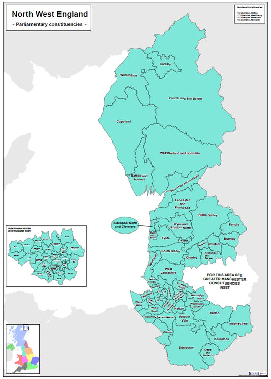 Regional UK Parliamentary Maps - North West of England