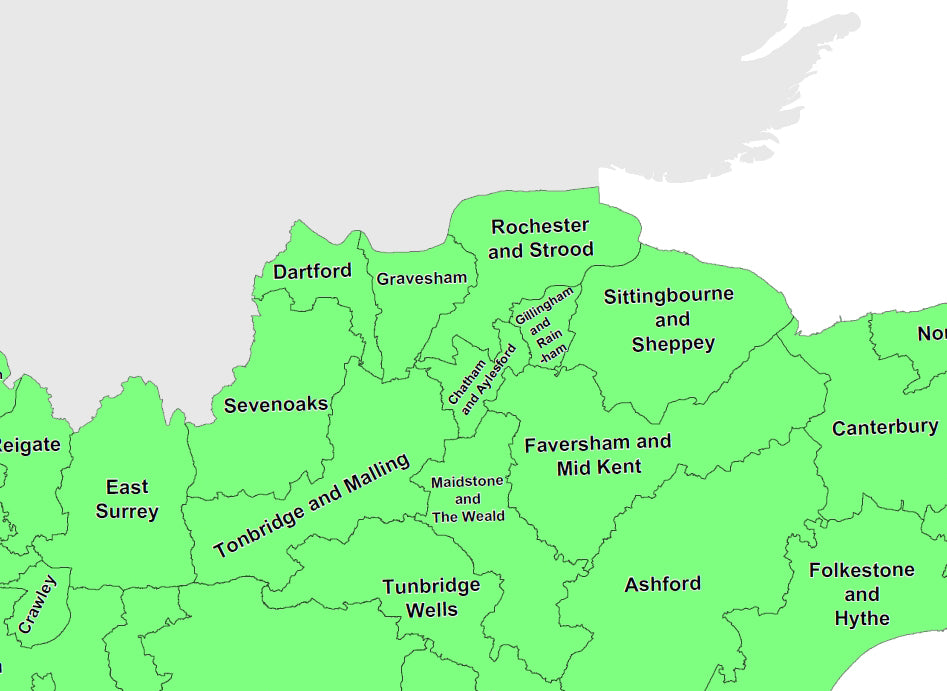 Regional UK Parliamentary Maps - South East of England - Digital Download