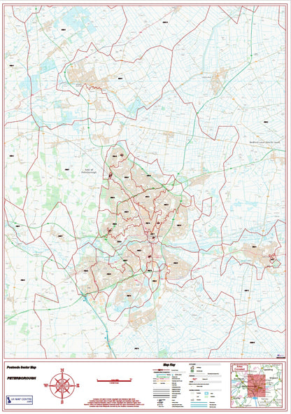 Postcode City Sector Map - Peterborough - Digital Download