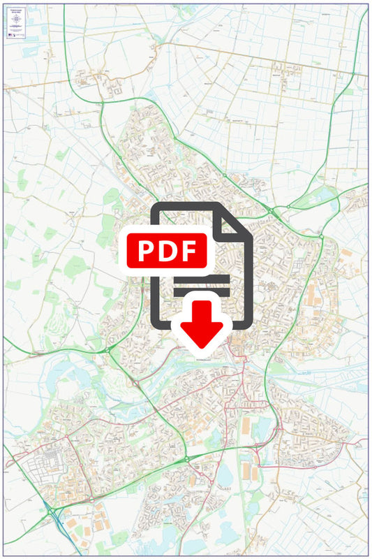 Central Peterborough City Street Map - Digital Download