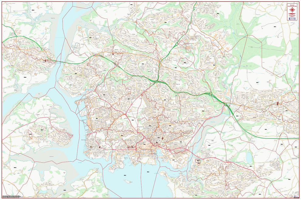 Central Plymouth Postcode City Street Map - Digital Download – ukmaps.co.uk