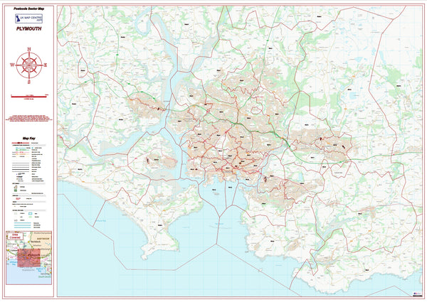 Postcode City Sector Map - Plymouth - Digital Download – ukmaps.co.uk