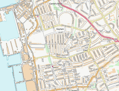 Central Plymouth City Street Map - Digital Download