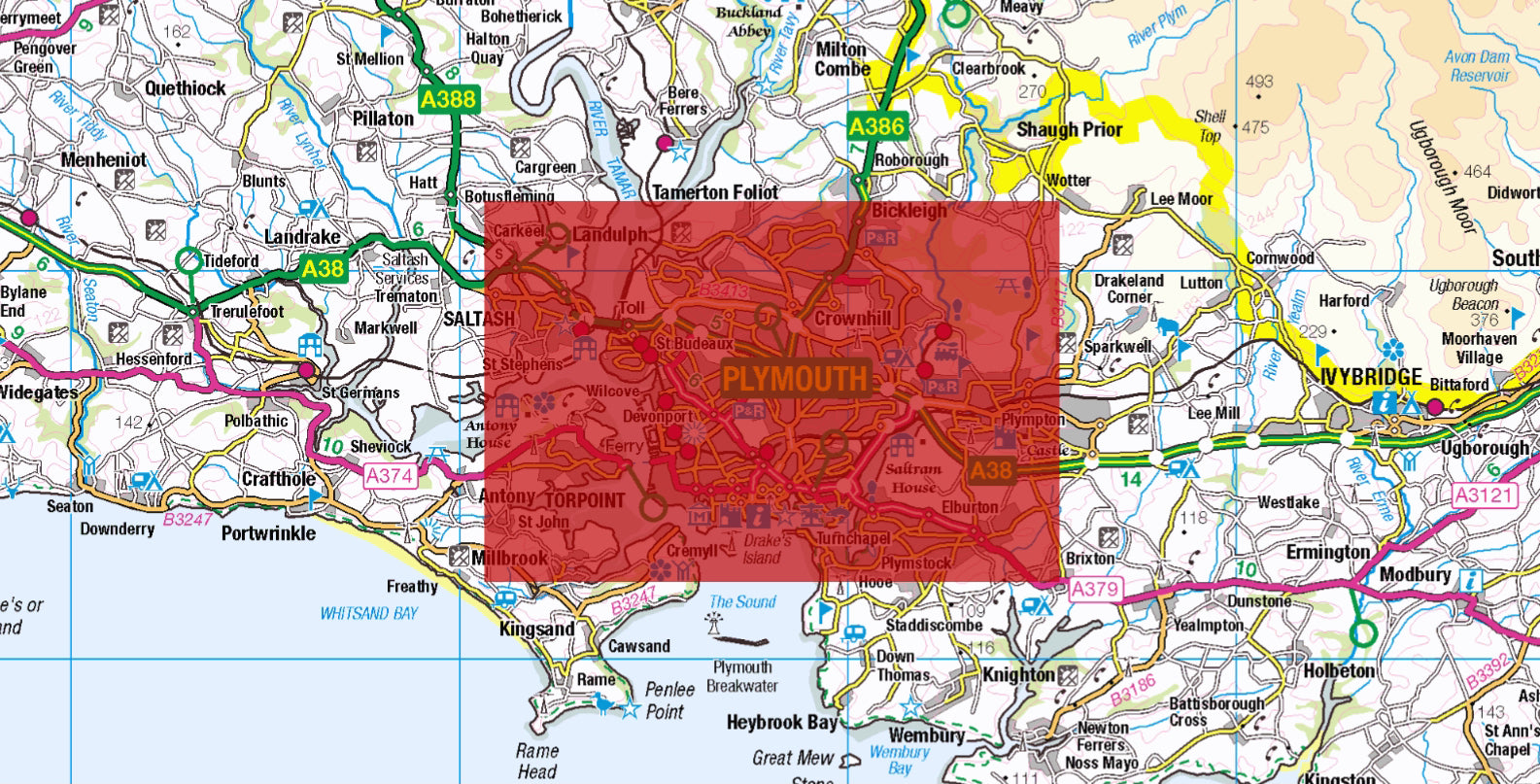 Central Plymouth Postcode City Street Map - Digital Download – ukmaps.co.uk