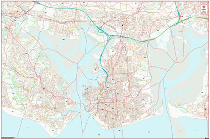 Central Portsmouth Postcode City Street Map - Digital Download