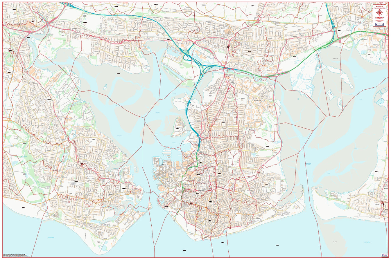 Central Portsmouth Postcode City Street Map Digital Download ukmaps