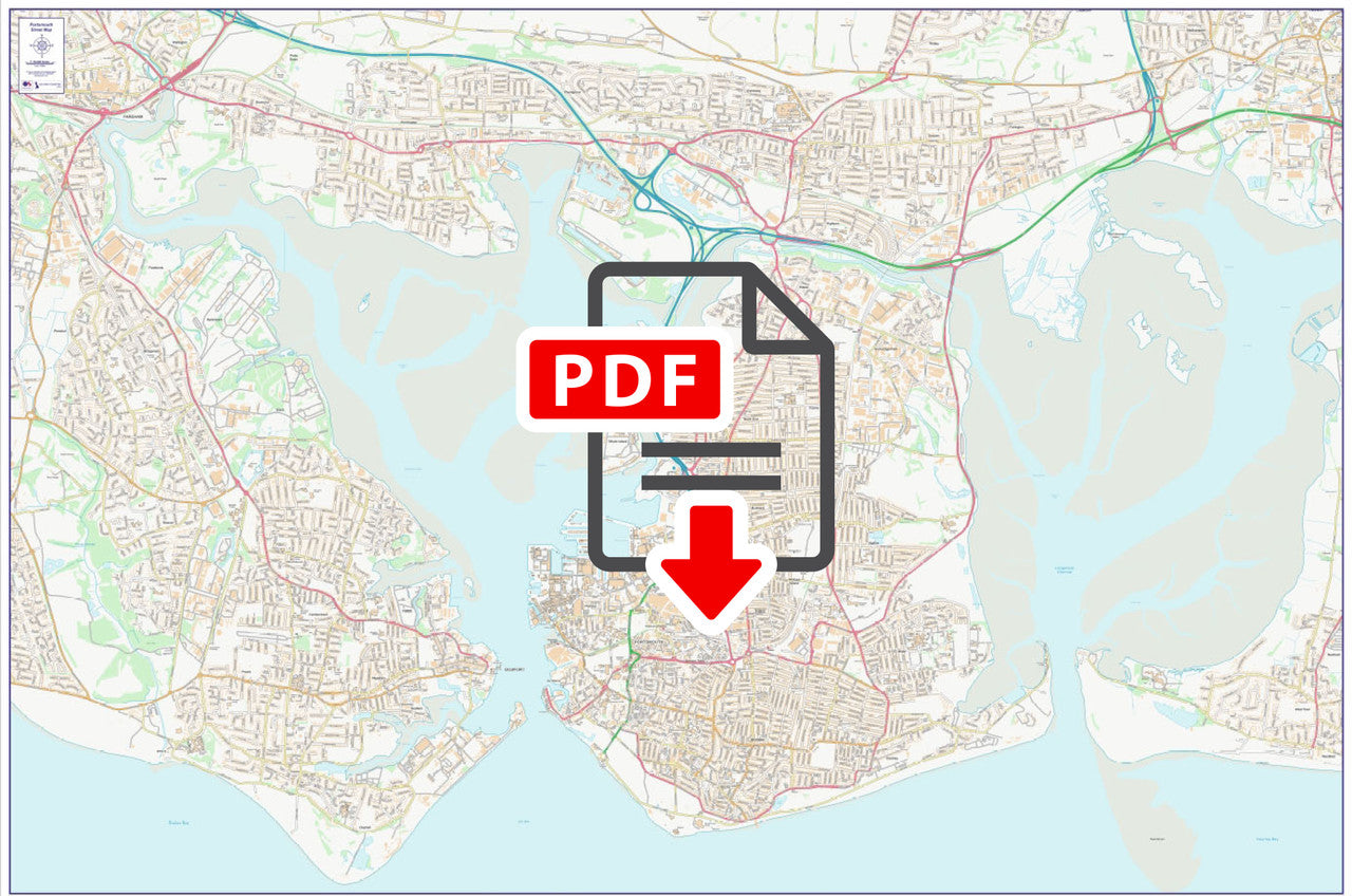 Central Portsmouth City Street Map Digital Download Ukmaps Co Uk   PortsmouthStreetMap 