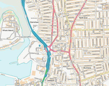 Central Portsmouth City Street Map - Digital Download