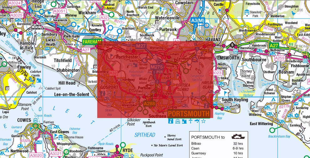 Central Portsmouth Postcode City Street Map Digital Download ukmaps