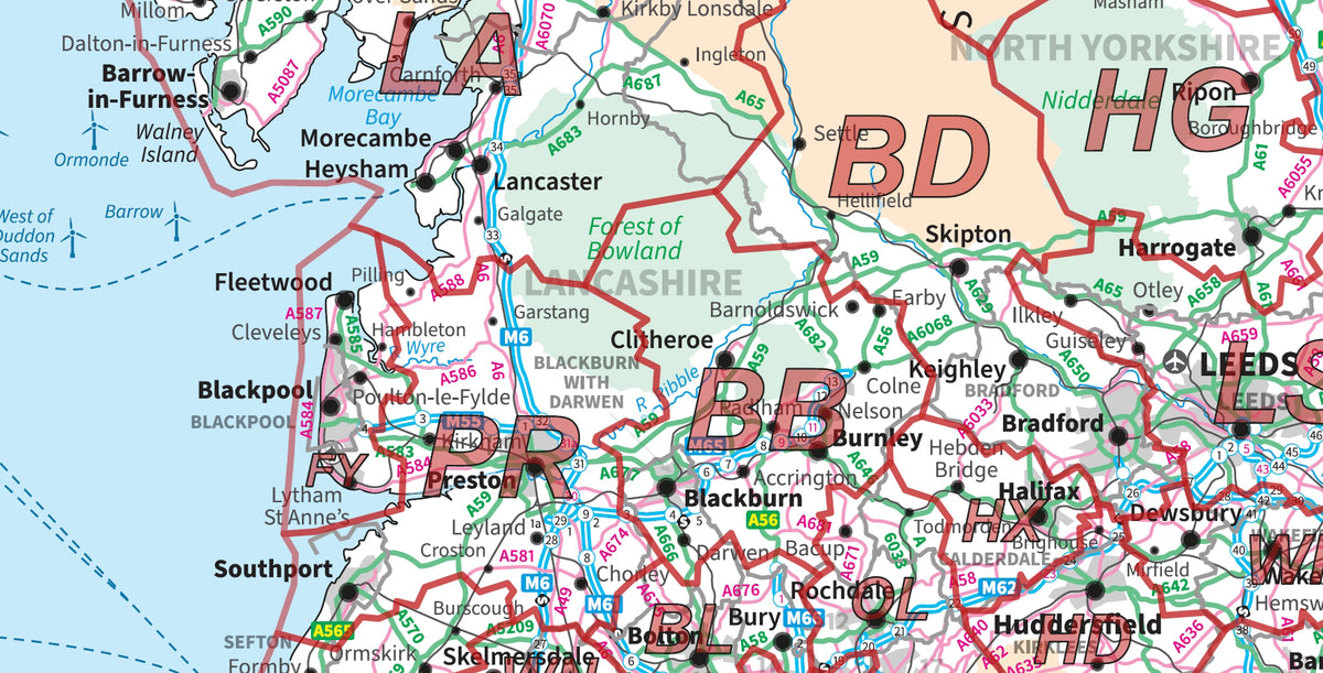 Northern Uk Postcode Map Northern England Postcode Area Map | UK North Postcode Regions PDF ...