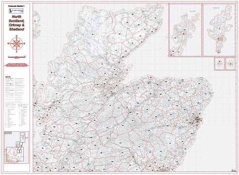Postcode District Map 1 - North Scotland, Orkney & Shetland - Digital ...