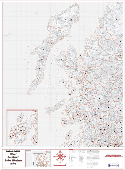 Postcode District Map 2 - West Scotland & the Western Isles - Digital Download