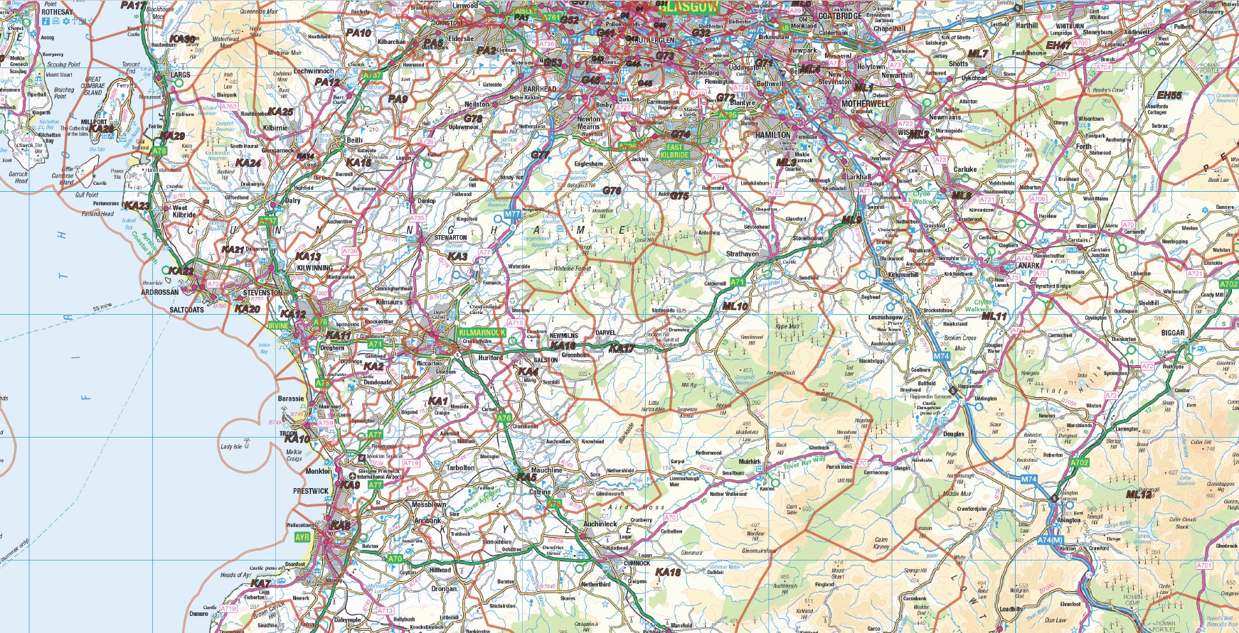 Postcode District Map 3 - Southern Scotland & Northumberland - Digital ...