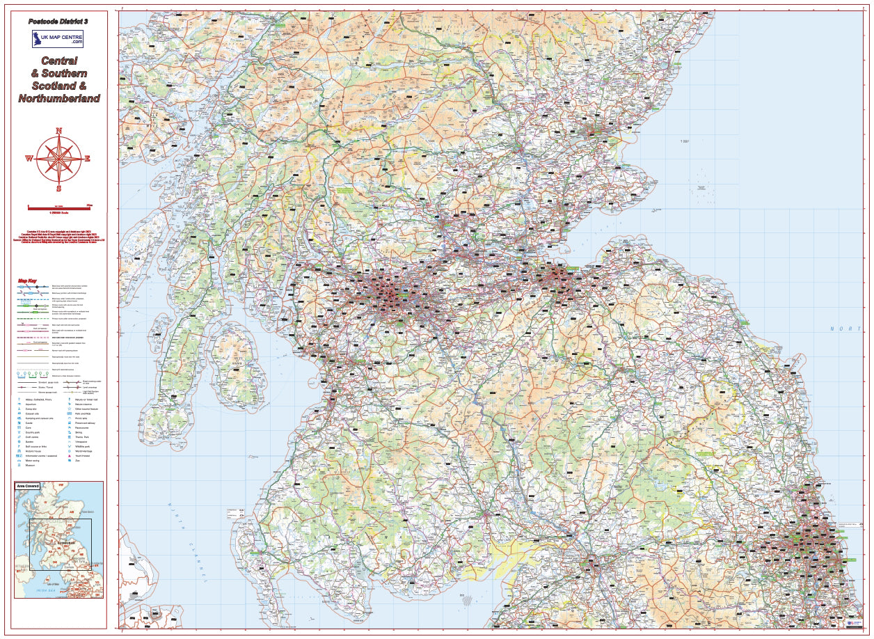 Postcode District Map 3 - Southern Scotland & Northumberland - Digital ...