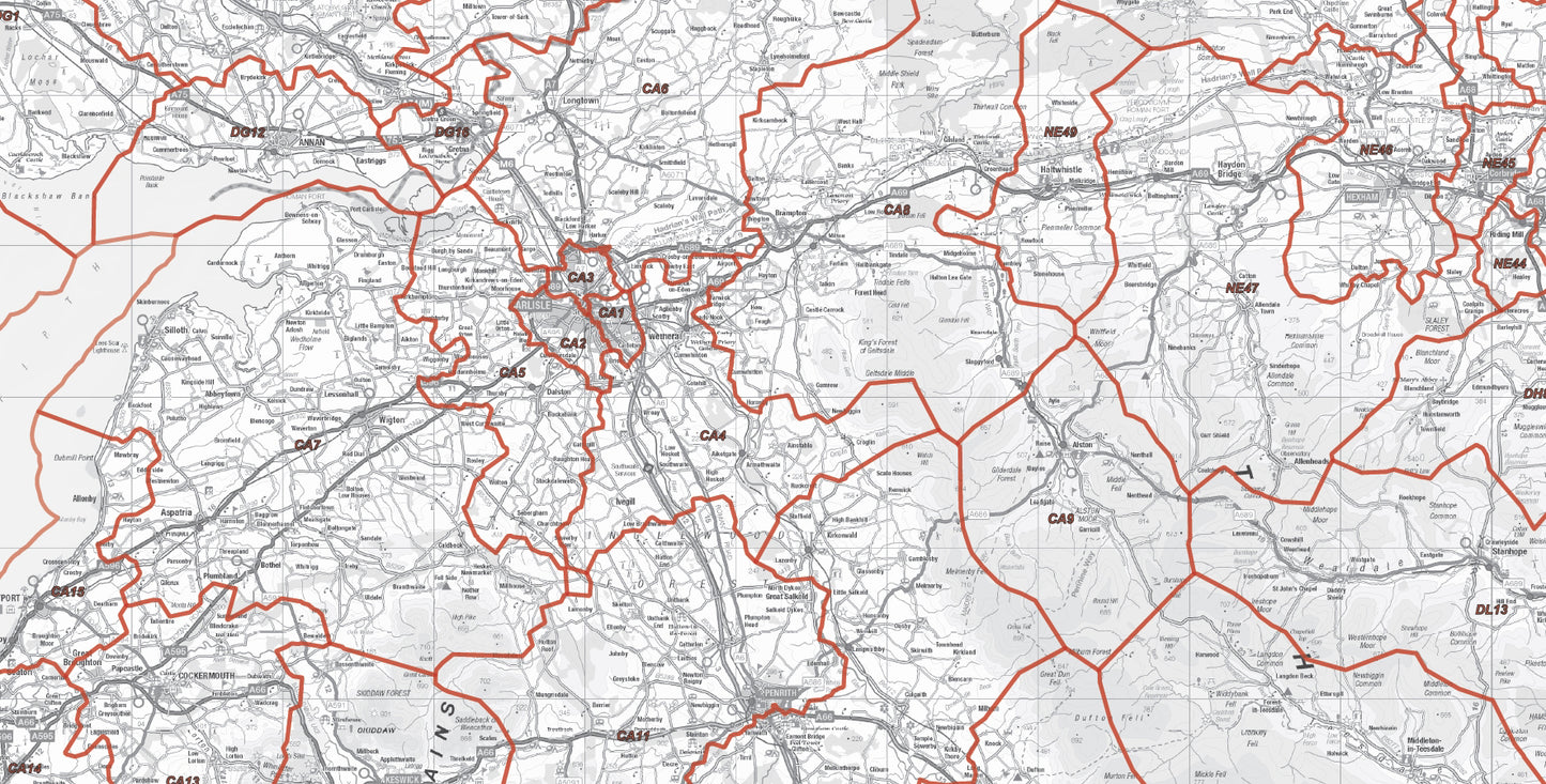 Postcode District Map 4 - Northern England - Digital Download