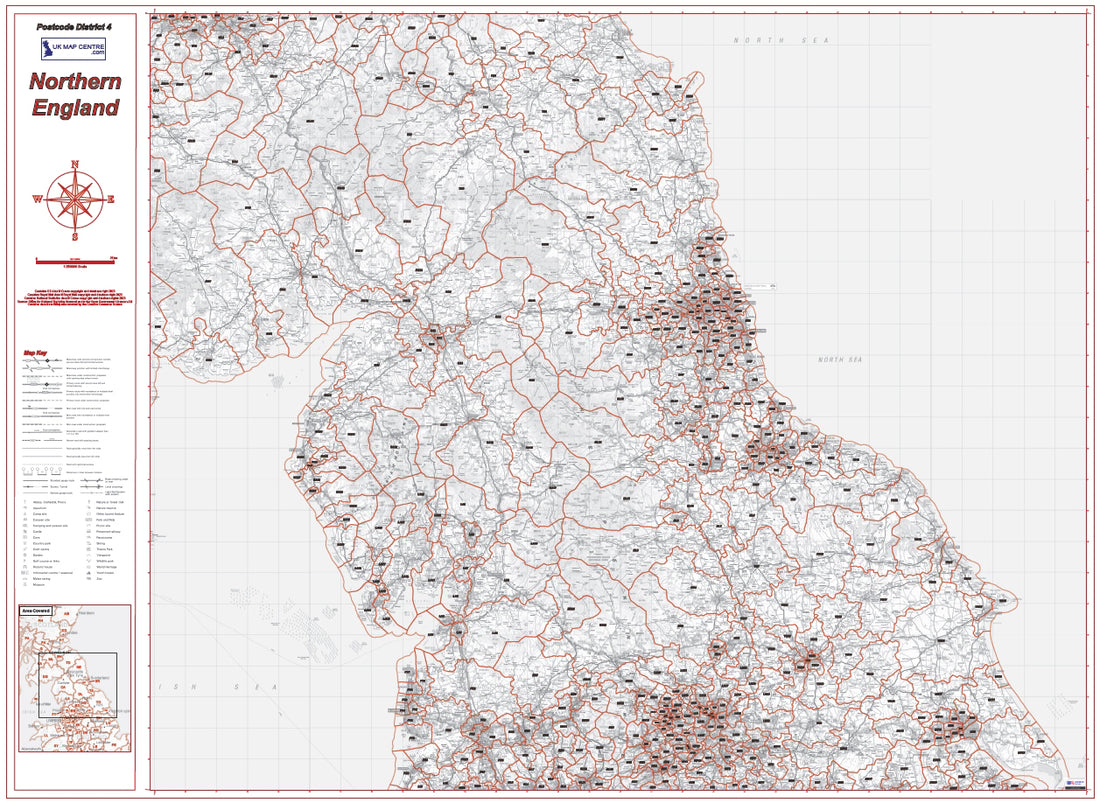 Postcode District Map 4 - Northern England - Digital Download – ukmaps ...