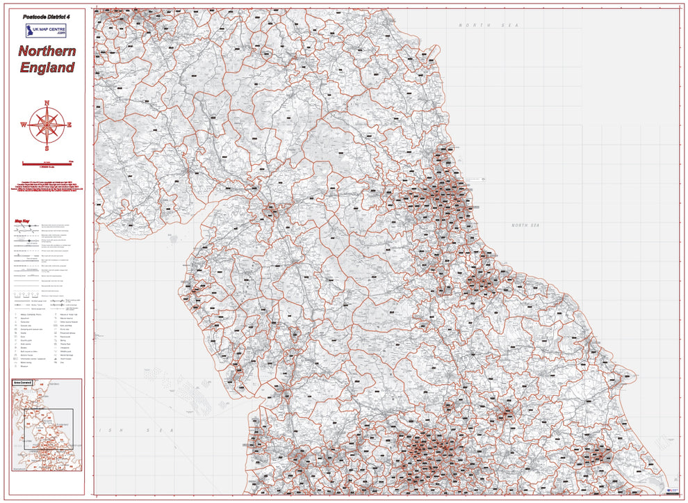 Postcode District Map 4 - Northern England - Digital Download – ukmaps ...