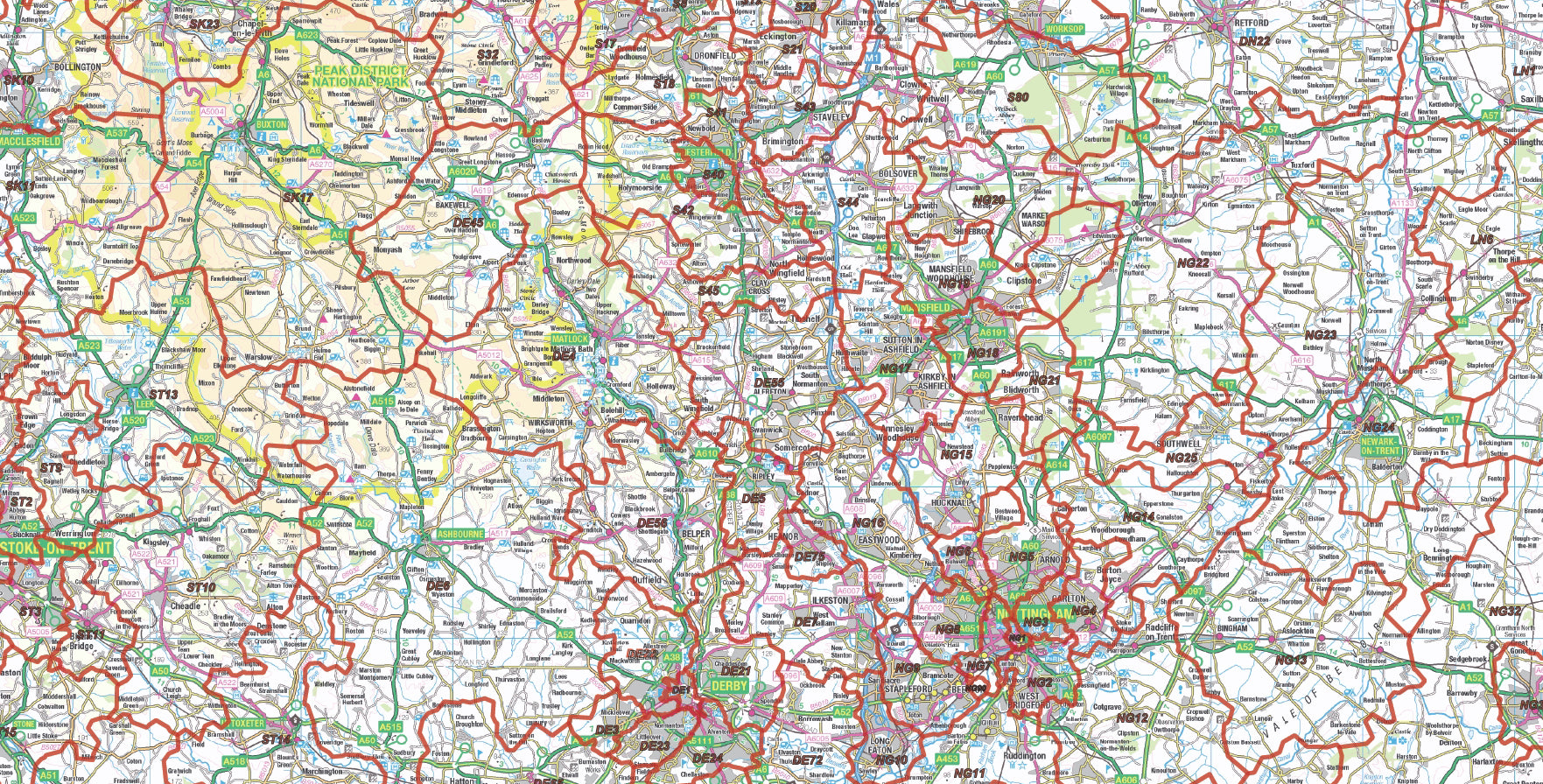 Er Postcode Map East Midlands Postcode District Map | East Anglia PDF | UK Maps ...