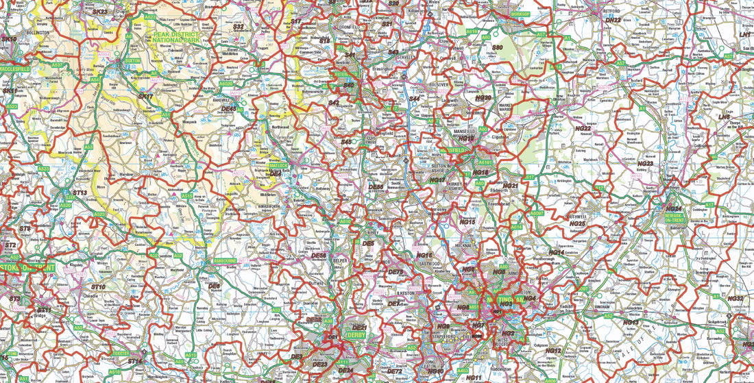 East Midlands Postcode District Map | East Anglia & Regional Boundarie ...