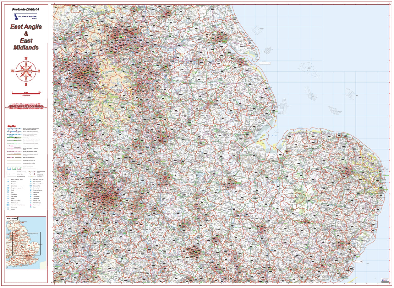 East Midlands Postcode District Map | East Anglia & Regional Boundaries PDF