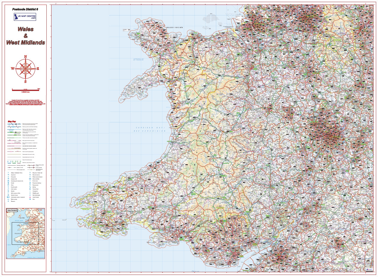 Postcode District Map 6 - Wales & West Midlands - Digital Download