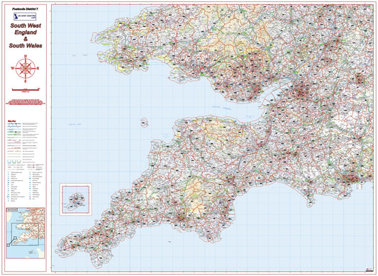 Postcode District Map 7 - South West England & South Wales