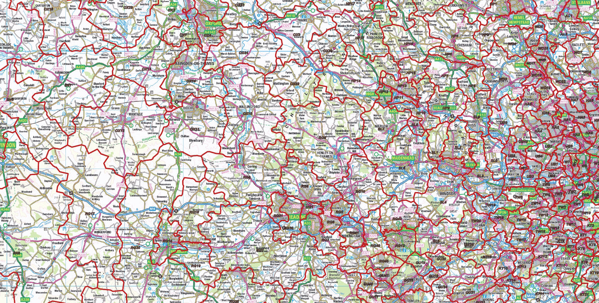 South East England Postcode District Map | London & Regional Boundarie ...