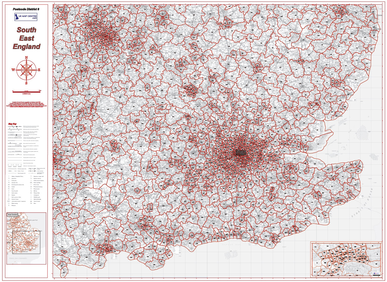 South East England Postcode District Map | London & Regional Boundarie ...