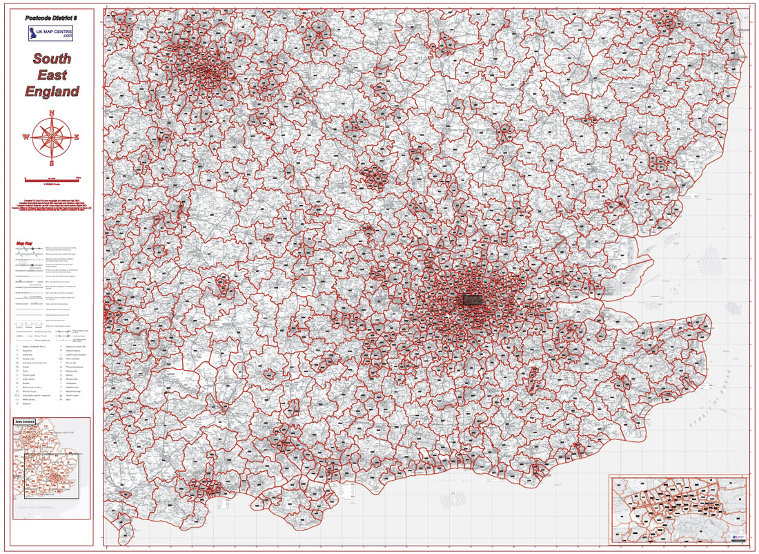 South East England Postcode District Map | London & Regional Boundarie ...