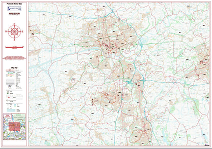 Postcode City Sector Map - Preston - Digital Download