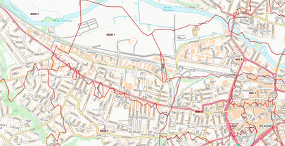 Central Reading Postcode City Street Map - Digital Download