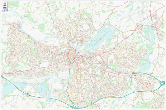 Central Reading City Street Map - Digital Download