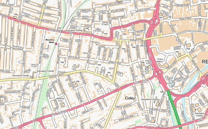 Central Reading City Street Map - Digital Download