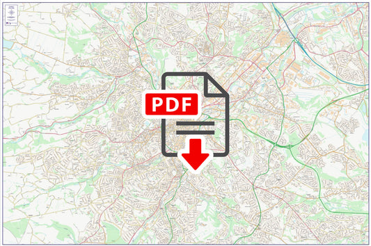 Central Sheffield City Street Map - Digital Download