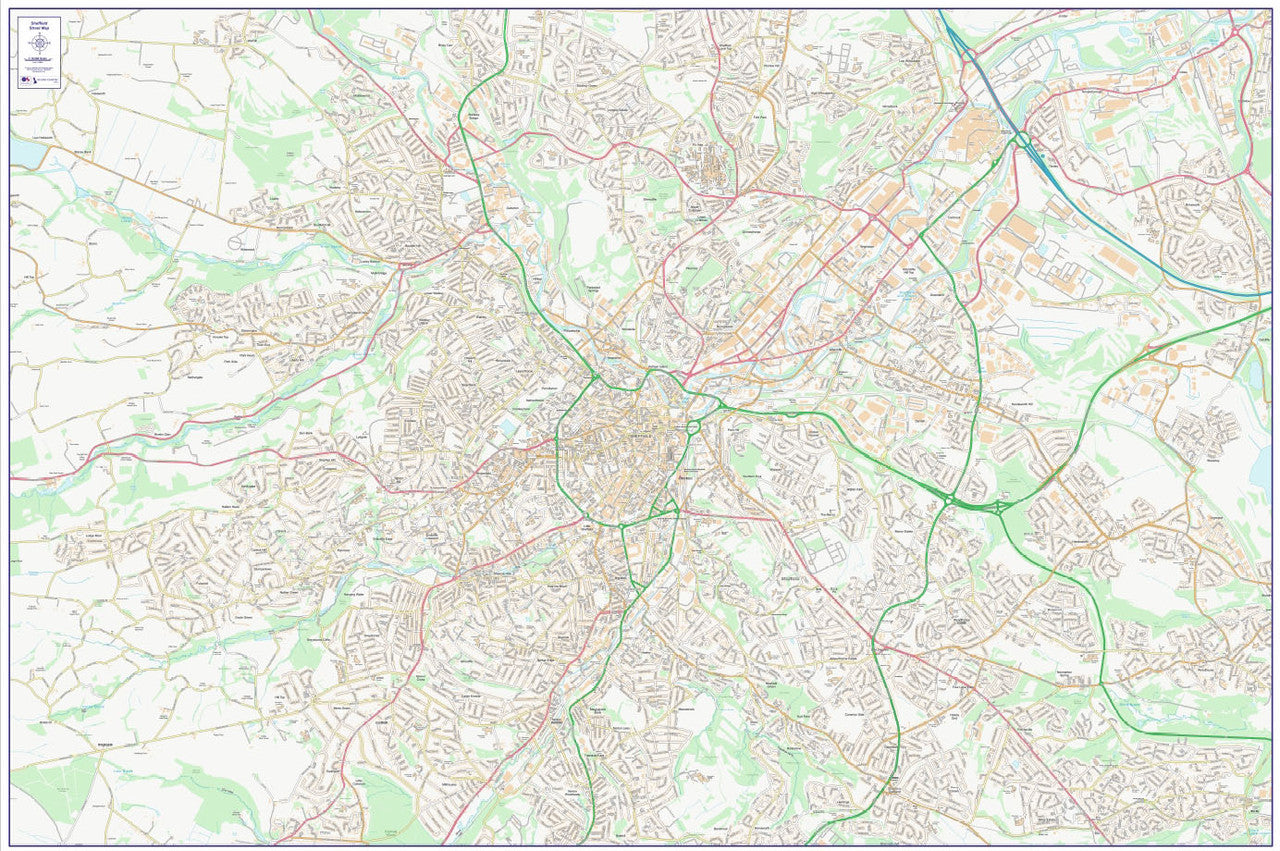 Central Sheffield City Street Map - Digital Download