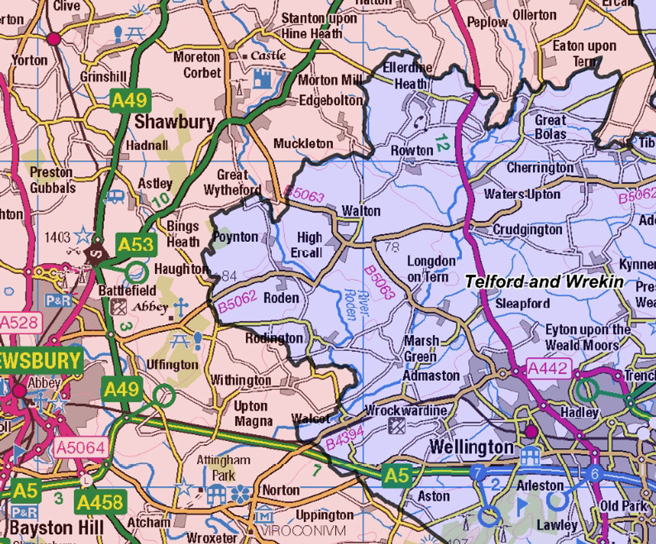 Shropshire County Boundary Map Digital Download Ukmaps Co Uk   ShropshiremapDetail 