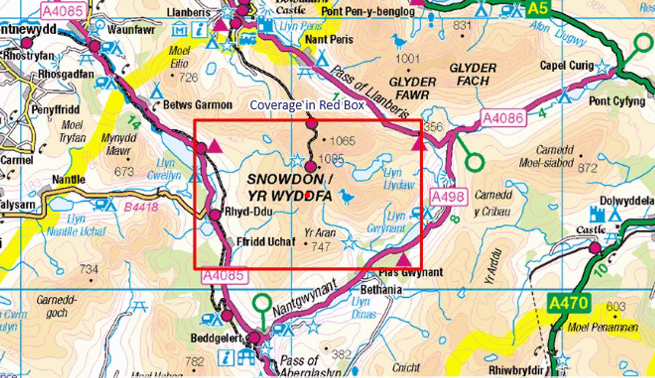 Snowdon / Yr Wyddfa 25k Southern and Eastern Routes - OS Walking Map Download