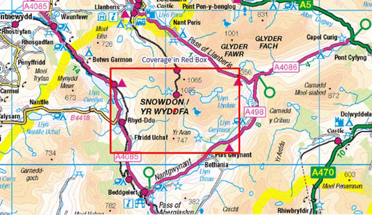 Snowdon / Yr Wyddfa 25k Southern and Eastern Routes - OS Walking Map Download