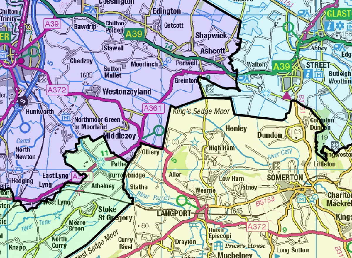 Somerset Postcode Somerset and Bristol County Map | District Boundaries | OS PDF Download ...