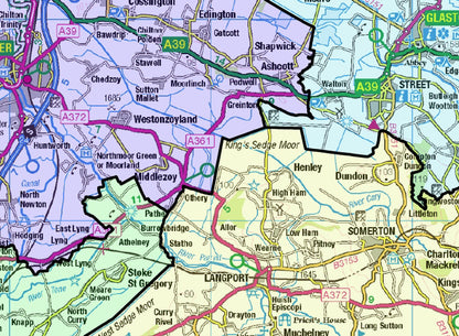 Somerset and Bristol County Boundary Map - Digital Download