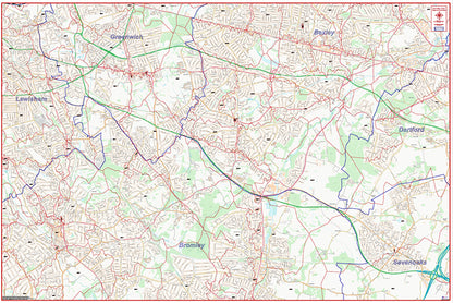 South East London Postcode City Street Map - Digital Download